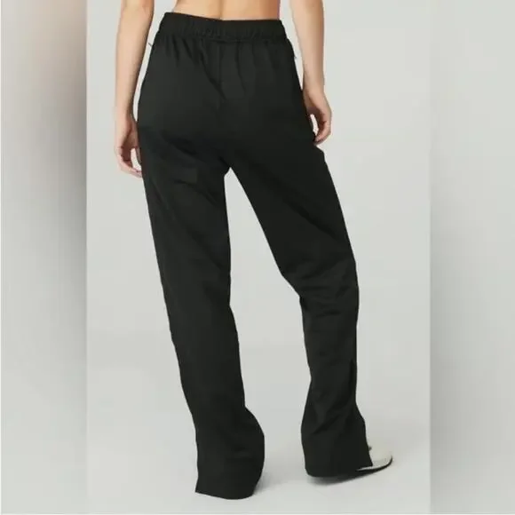 Alo Yoga Prizewinner Track Pants Black Wide Leg Logo Waistband Athleisure Small - Picture 7 of 13
